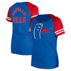 Buffalo Bills New Era Women's Throwback Lace-Up Raglan T-Shirt Royal | NFL