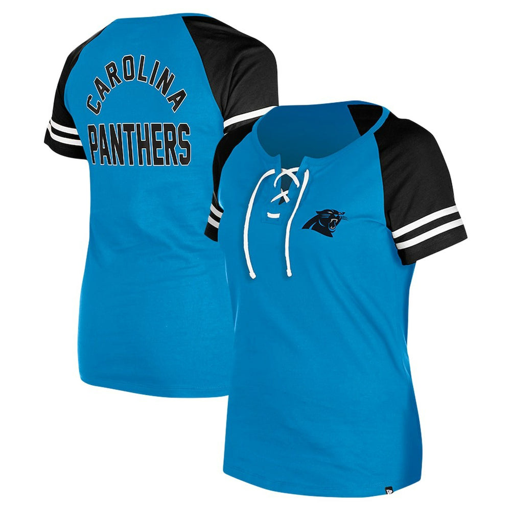Carolina Panthers New Era Women's Lace-Up Raglan T-Shirt Blue | NFL