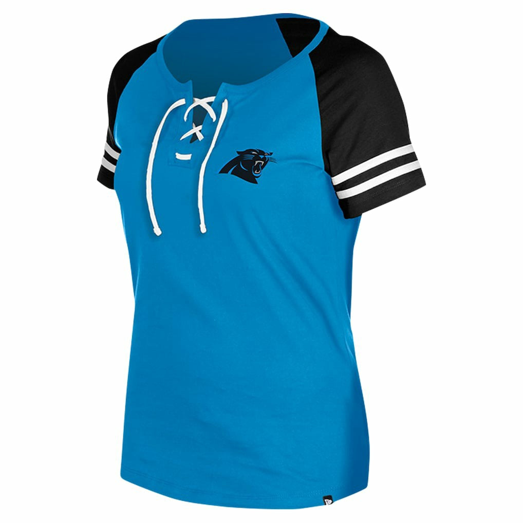 Carolina Panthers New Era Women's Lace-Up Raglan T-Shirt Blue | NFL