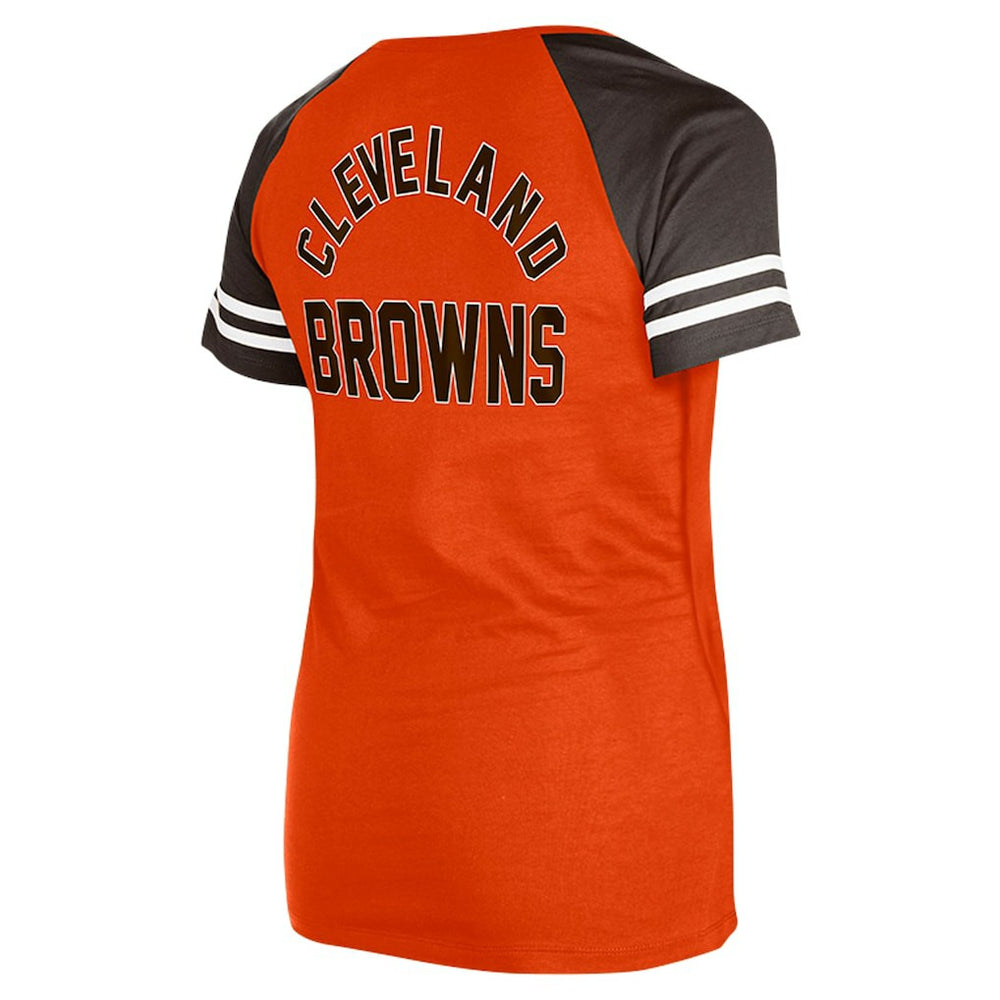 Cleveland Browns New Era Women's Throwback Lace-Up Raglan T-Shirt Orange | NFL