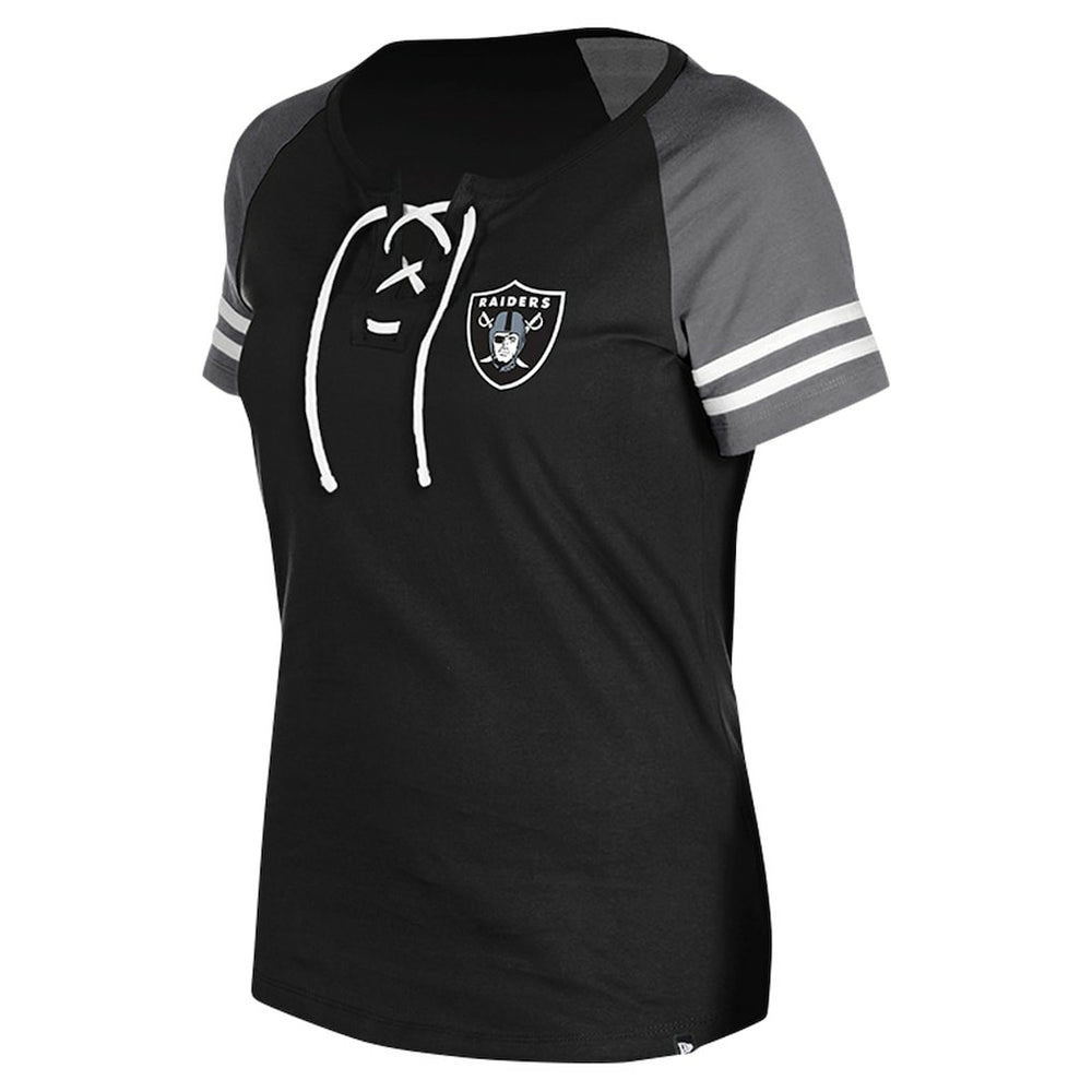 Las Vegas Raiders New Era Women's Lace-Up Raglan T-Shirt Black | NFL