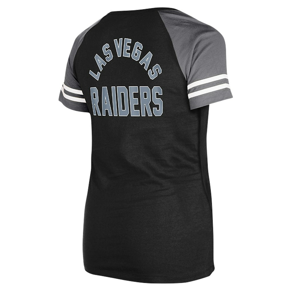 Las Vegas Raiders New Era Women's Lace-Up Raglan T-Shirt Black | NFL