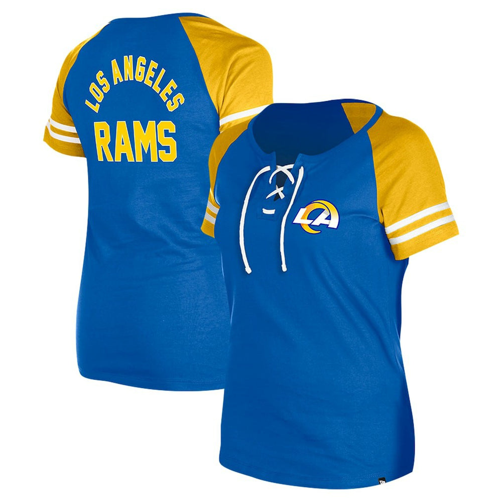 Los Angeles Rams New Era Women's Lace-Up Raglan T-Shirt Royal | NFL