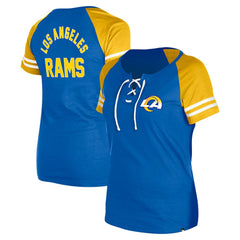 Los Angeles Rams New Era Women's Lace-Up Raglan T-Shirt Royal | NFL