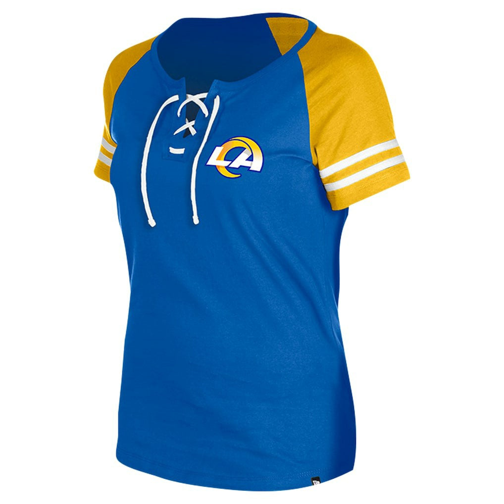 Los Angeles Rams New Era Women's Lace-Up Raglan T-Shirt Royal | NFL
