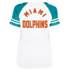 Miami Dolphins New Era Women's Throwback Lace-Up Raglan T-Shirt Gray | NFL