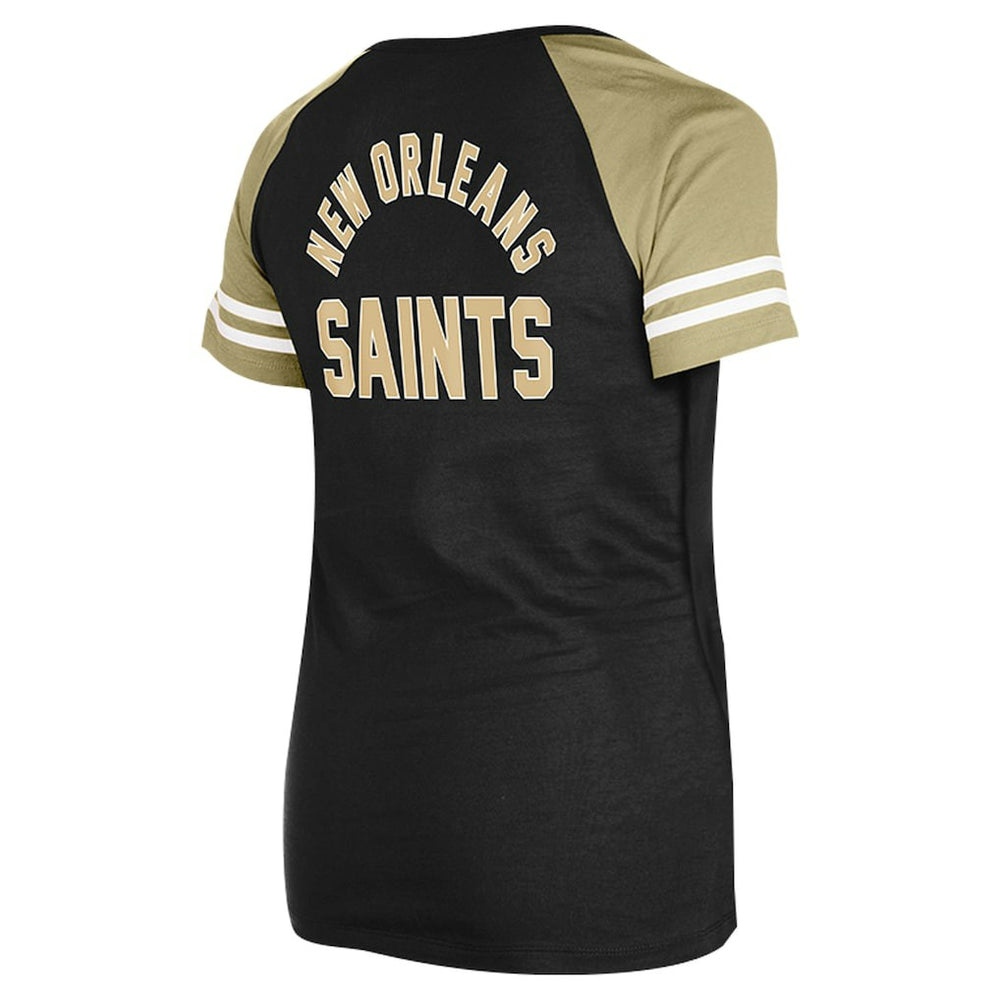 New Orleans Saints New Era Women's Lace-Up Raglan T-Shirt Black | NFL