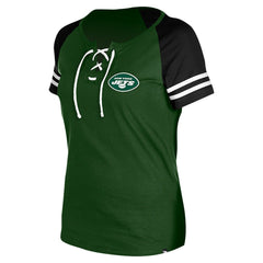 New York Jets New Era Women's Lace-Up Raglan T-Shirt Green | NFL