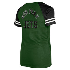 New York Jets New Era Women's Lace-Up Raglan T-Shirt Green | NFL