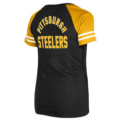 Pittsburgh Steelers New Era Women's Lace-Up Raglan T-Shirt Black | NFL