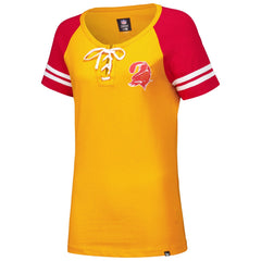 Tampa Bay Buccaneers New Era Women's Throwback Lace-Up Raglan T-Shirt Orange | NFL