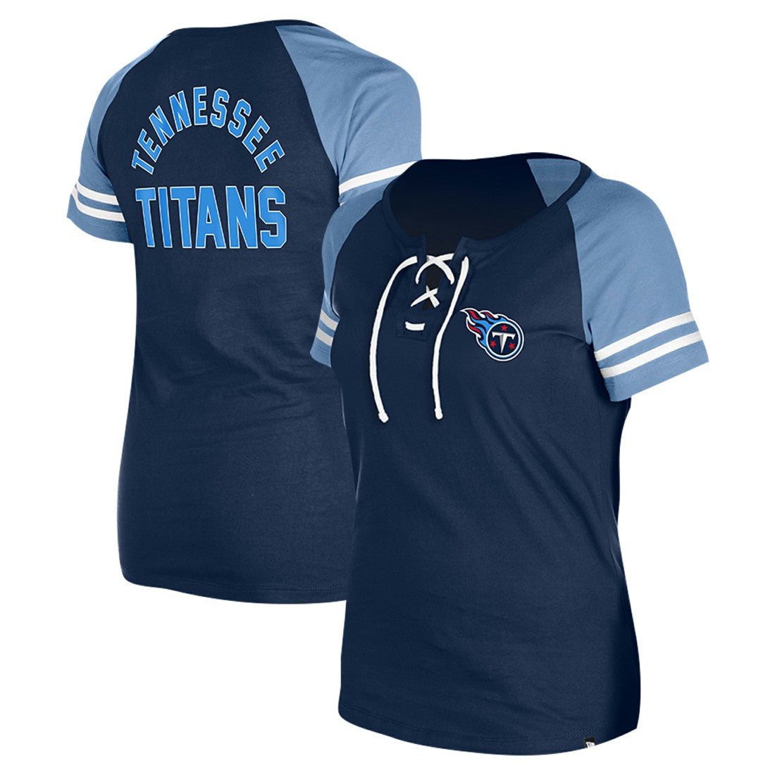 Tennessee Titans New Era Women's Lace-Up Raglan T-Shirt Navy | NFL