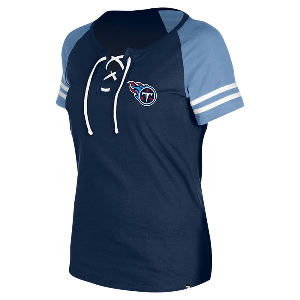 Tennessee Titans New Era Women's Lace-Up Raglan T-Shirt Navy | NFL