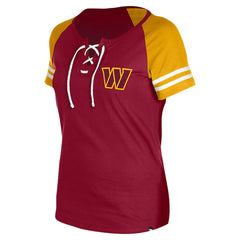 Washington Commanders New Era Women's Lace-Up Raglan T-Shirt Burgundy | NFL