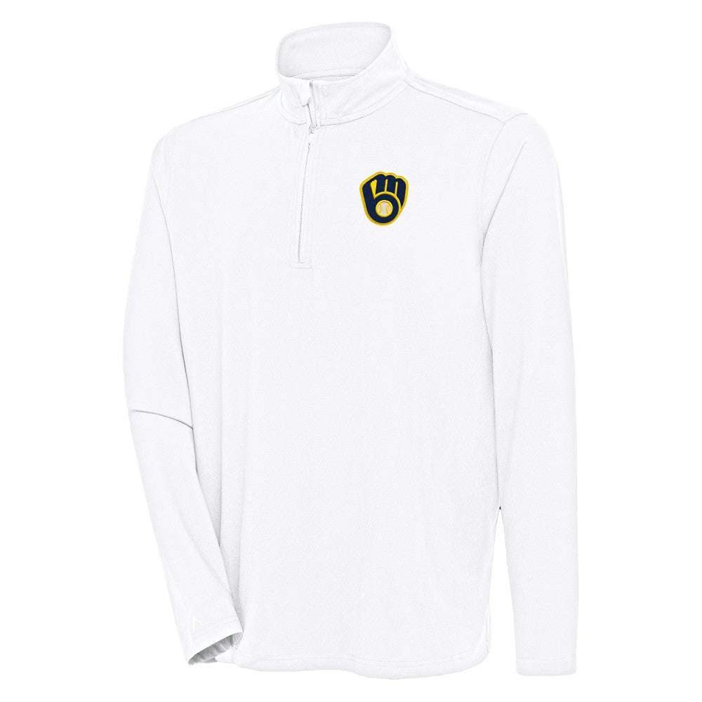 Milwaukee Brewers Antigua Hunk Quarter-Zip Pullover Top - MLB