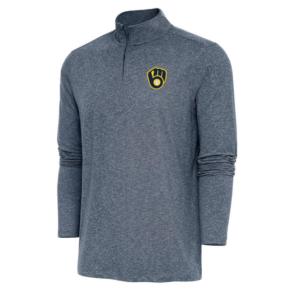 Milwaukee Brewers Antigua Hunk Quarter-Zip Pullover Top - MLB