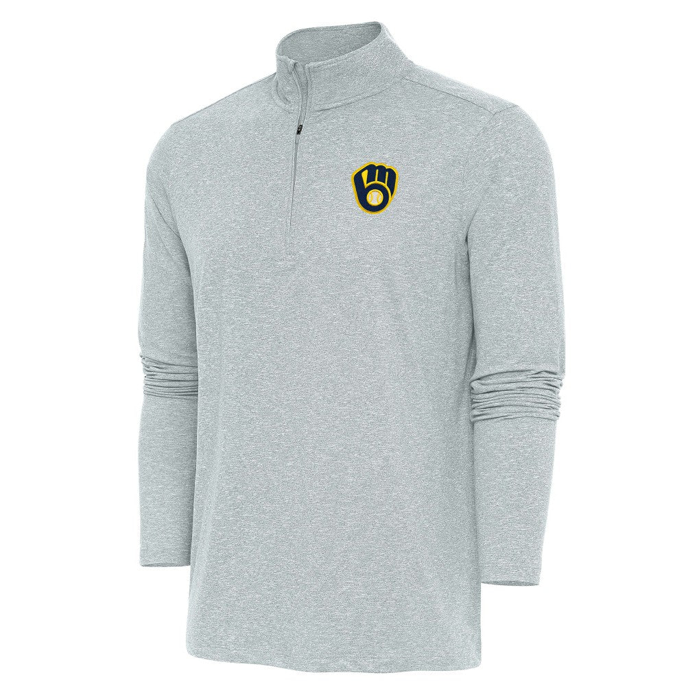 Milwaukee Brewers Antigua Hunk Quarter-Zip Pullover Top - MLB