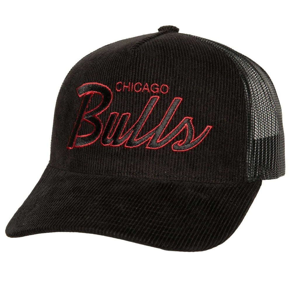 Chicago Bulls Times Up Classic Script Cord Trucker Hat Black - NBA