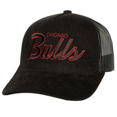 Chicago Bulls Times Up Classic Script Cord Trucker Hat Black - NBA