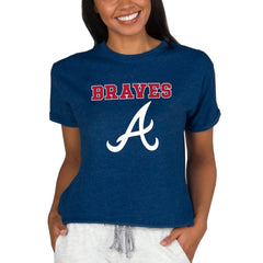 Atlanta Braves Concepts Sport Women's Tri-Blend Mainstream Terry Short Sleeve Sweatshirt Top - MLB