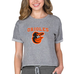 Baltimore Orioles Concepts Sport Women's Tri-Blend Mainstream Terry Short Sleeve Sweatshirt Top - MLB