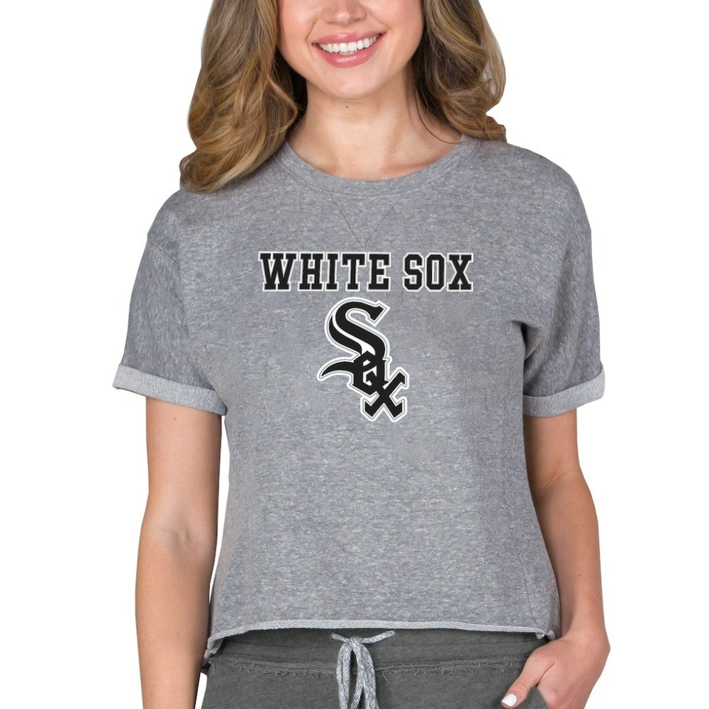 Chicago White Sox Concepts Sport Women's Tri-Blend Mainstream Terry Short Sleeve Sweatshirt Top - MLB