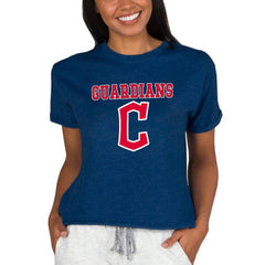Cleveland Guardians Concepts Sport Women's Tri-Blend Mainstream Terry Short Sleeve Sweatshirt Top - MLB