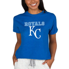 Kansas City Royals Concepts Sport Women's Tri-Blend Mainstream Terry Short Sleeve Sweatshirt Top - MLB