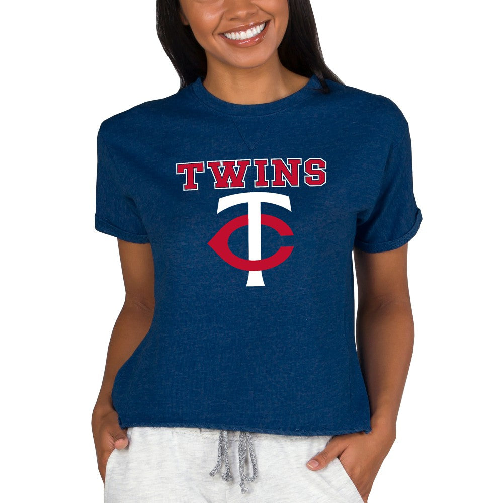 Minnesota Twins Concepts Sport Women's Tri-Blend Mainstream Terry Short Sleeve Sweatshirt Top - MLB