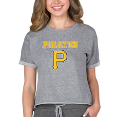 Pittsburgh Pirates Concepts Sport Women's Tri-Blend Mainstream Terry Short Sleeve Sweatshirt Top - MLB