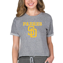 San Diego Padres Concepts Sport Women's Tri-Blend Mainstream Terry Short Sleeve Sweatshirt Top - MLB