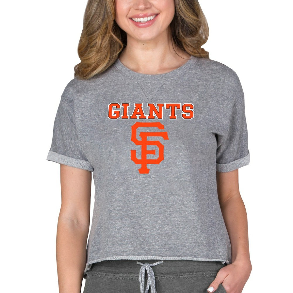San Francisco Giants Concepts Sport Women's Tri-Blend Mainstream Terry Short Sleeve Sweatshirt Top - MLB