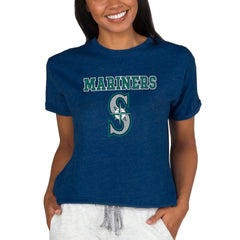Seattle Mariners Concepts Sport Women's Tri-Blend Mainstream Terry Short Sleeve Sweatshirt Top - MLB