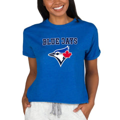 Toronto Blue Jays Concepts Sport Women's Tri-Blend Mainstream Terry Short Sleeve Sweatshirt Top - MLB