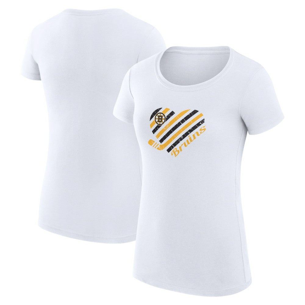 Boston Bruins G-III 4Her by Carl Banks Women's Super-Slim Fit Lightweight Heart T-Shirt - White - NHL