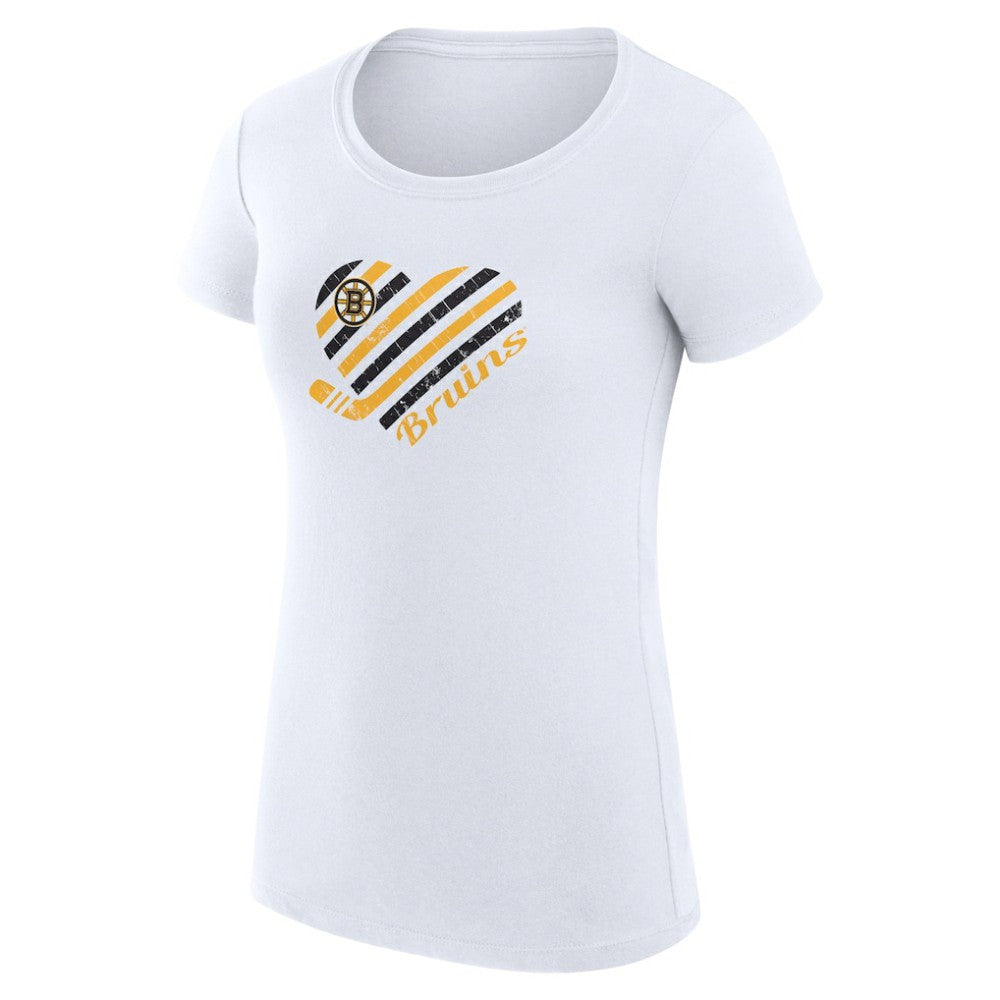 Boston Bruins G-III 4Her by Carl Banks Women's Super-Slim Fit Lightweight Heart T-Shirt - White - NHL