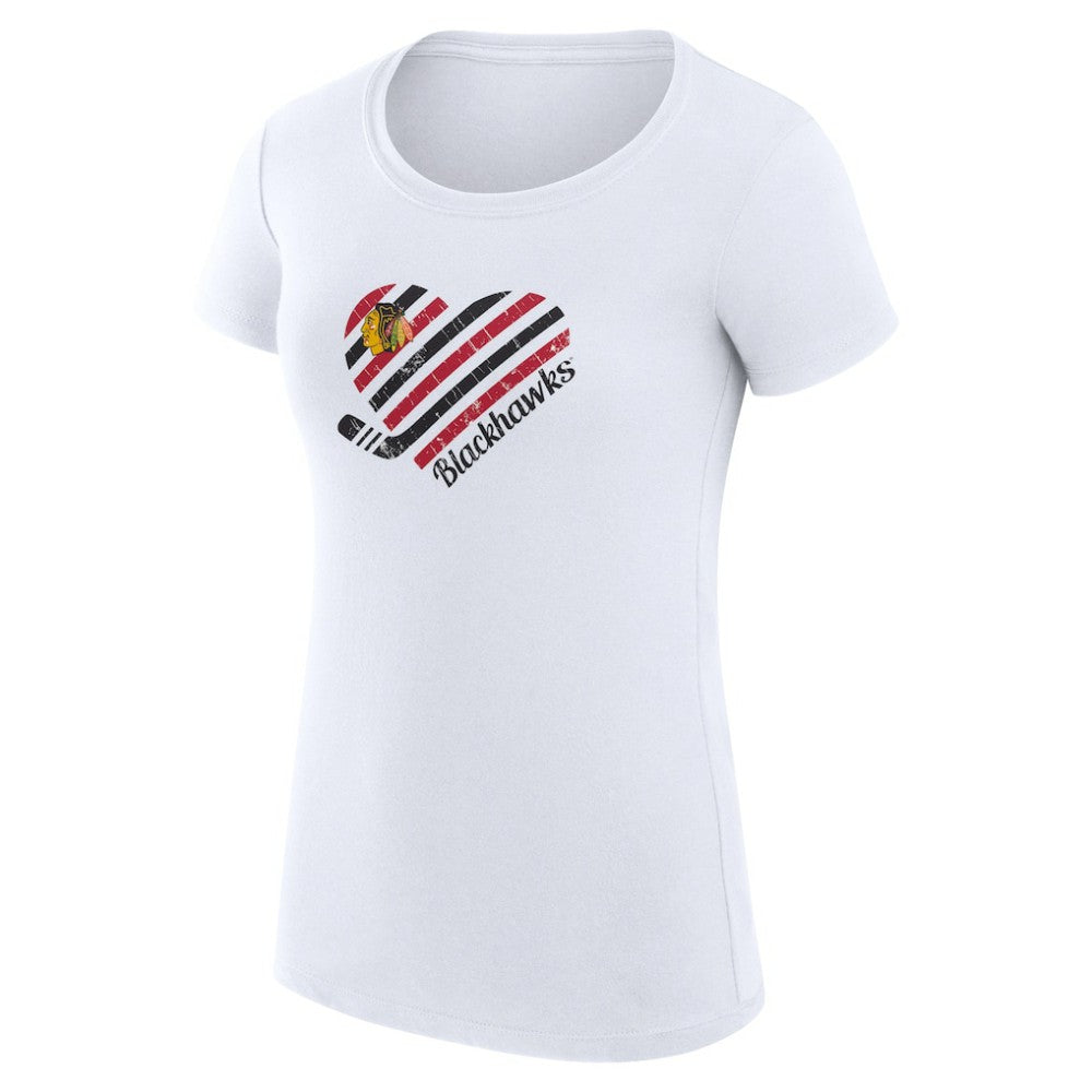 Chicago Blackhawks G-III 4Her by Carl Banks Women's Super-Slim Fit Lightweight Heart T-Shirt - White - NHL