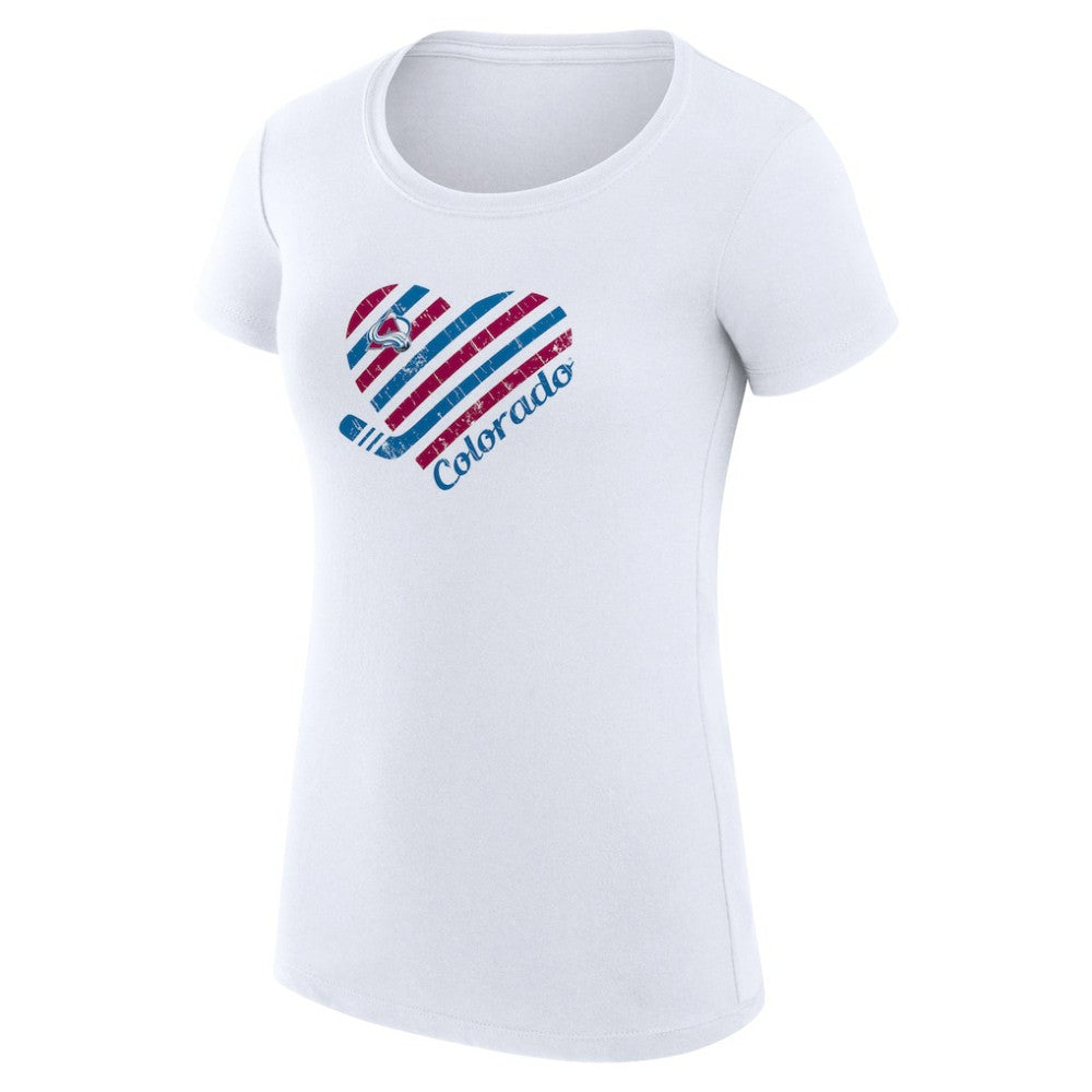 Colorado Avalanche G-III 4Her by Carl Banks Women's Super-Slim Fit Lightweight Heart T-Shirt - White - NHL