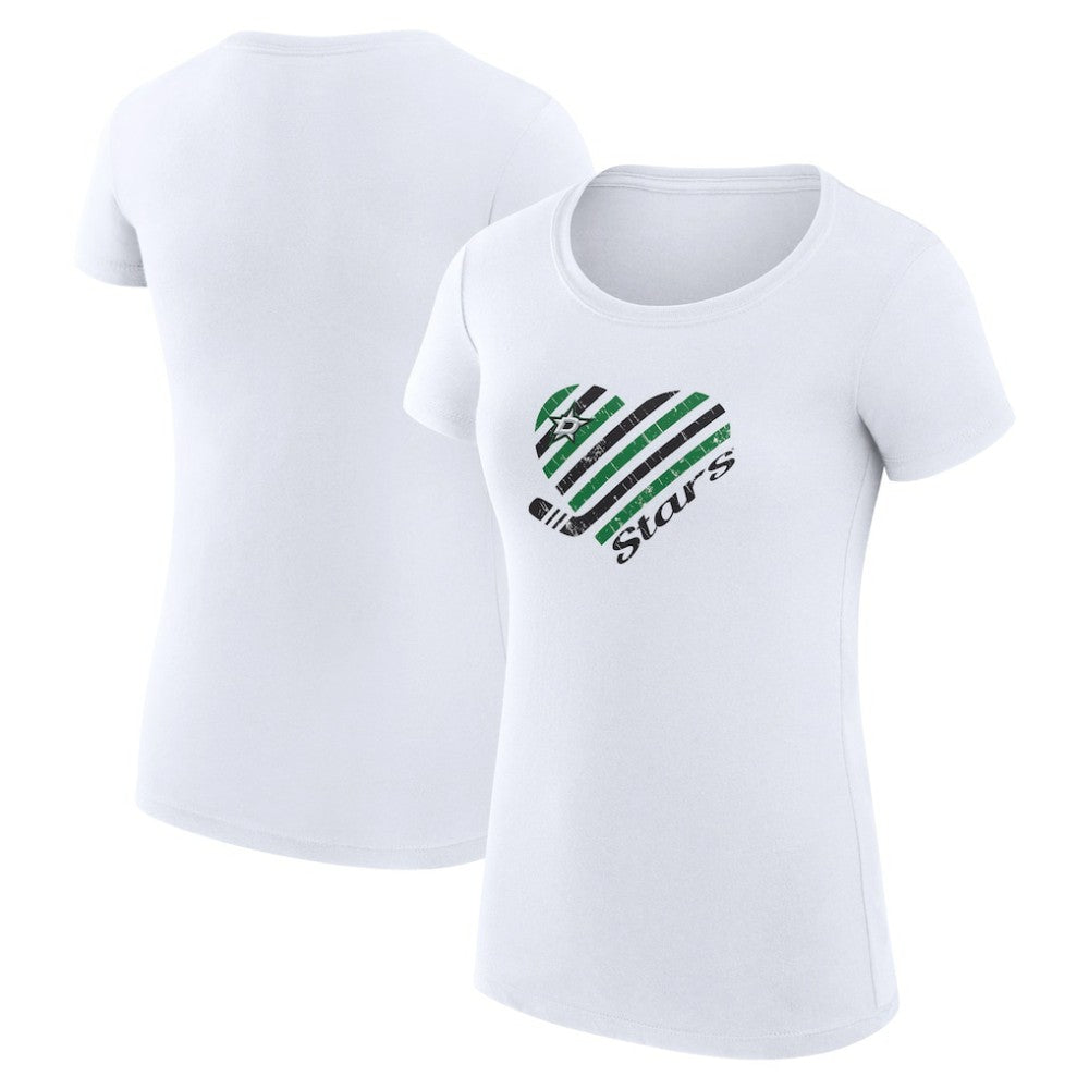Dallas Stars G-III 4Her by Carl Banks Women's Super-Slim Fit Lightweight Heart T-Shirt - White - NHL