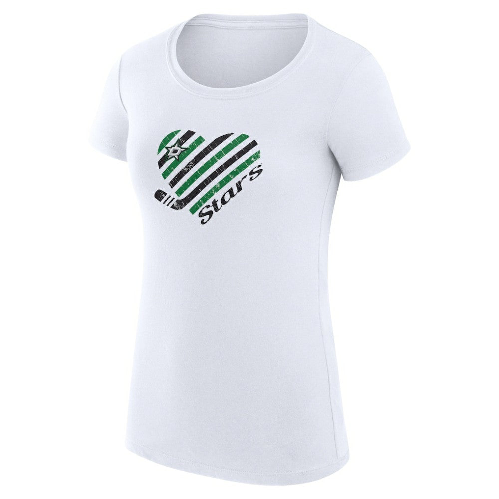 Dallas Stars G-III 4Her by Carl Banks Women's Super-Slim Fit Lightweight Heart T-Shirt - White - NHL