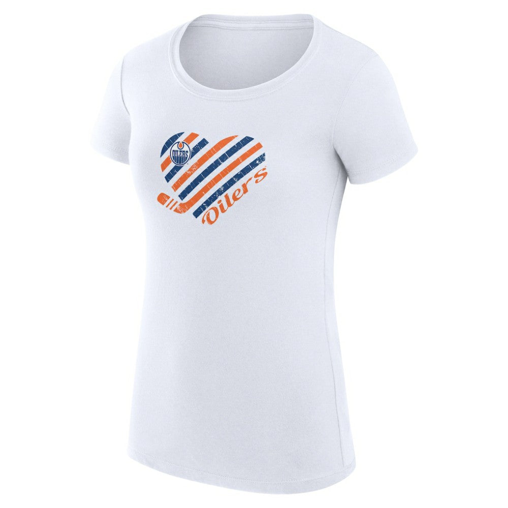 Edmonton Oilers G-III 4Her by Carl Banks Women's Super-Slim Fit Lightweight Heart T-Shirt - White - NHL