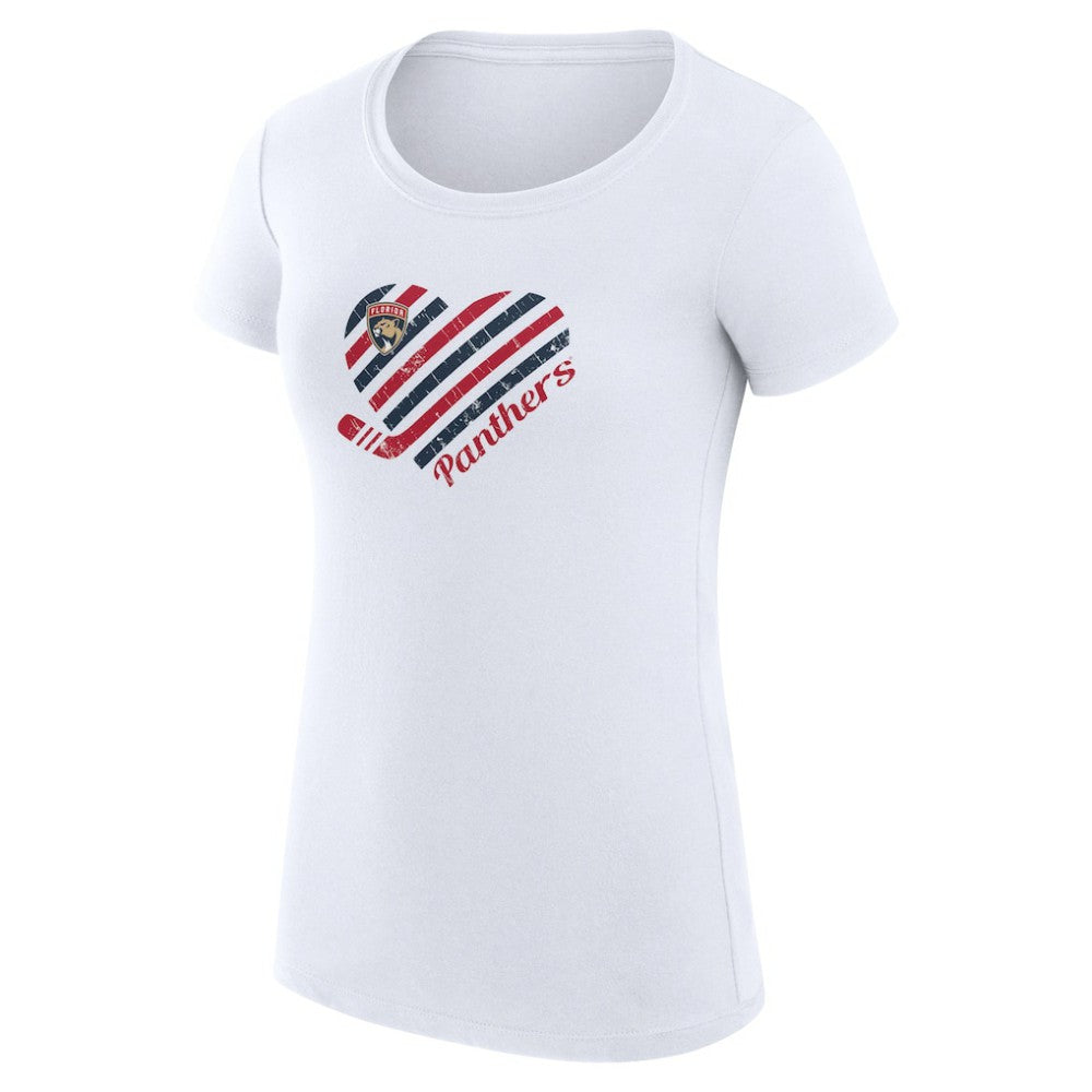 Florida Panthers G-III 4Her by Carl Banks Women's Super-Slim Fit Lightweight Heart T-Shirt - White - NHL
