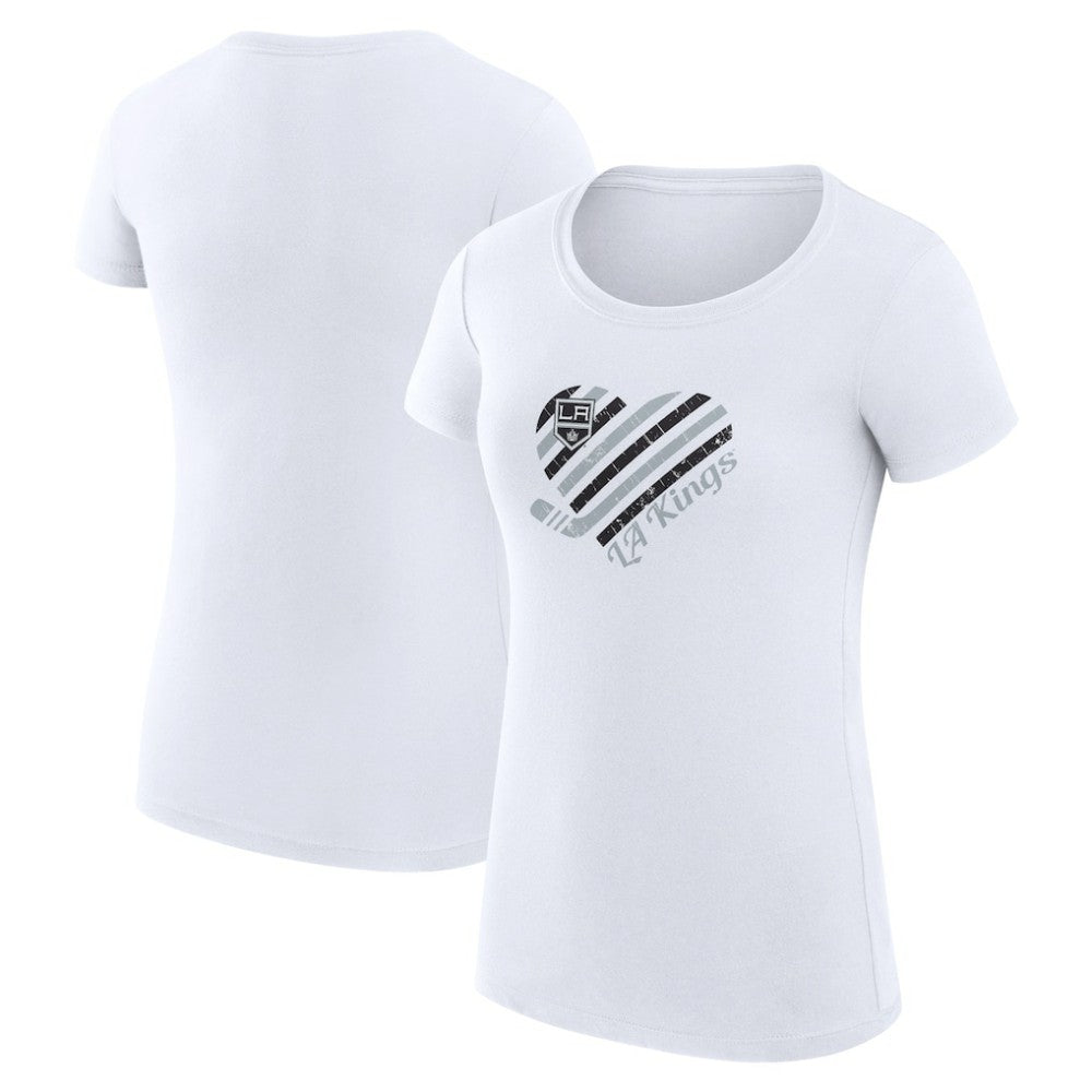 Los Angeles Kings G-III 4Her by Carl Banks Women's Super-Slim Fit Lightweight Heart T-Shirt - White - NHL