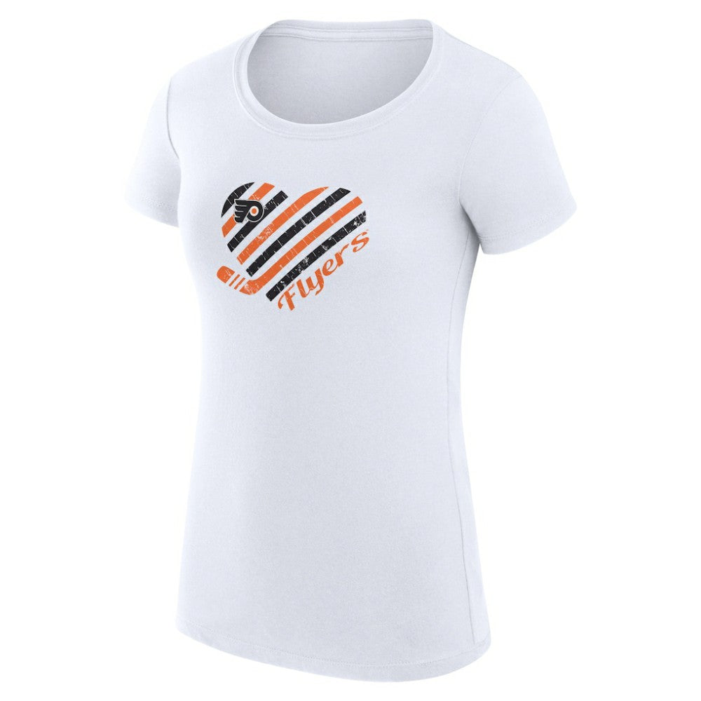 Philadelphia Flyers G-III 4Her by Carl Banks Women's Super-Slim Fit Lightweight Heart T-Shirt - White - NHL