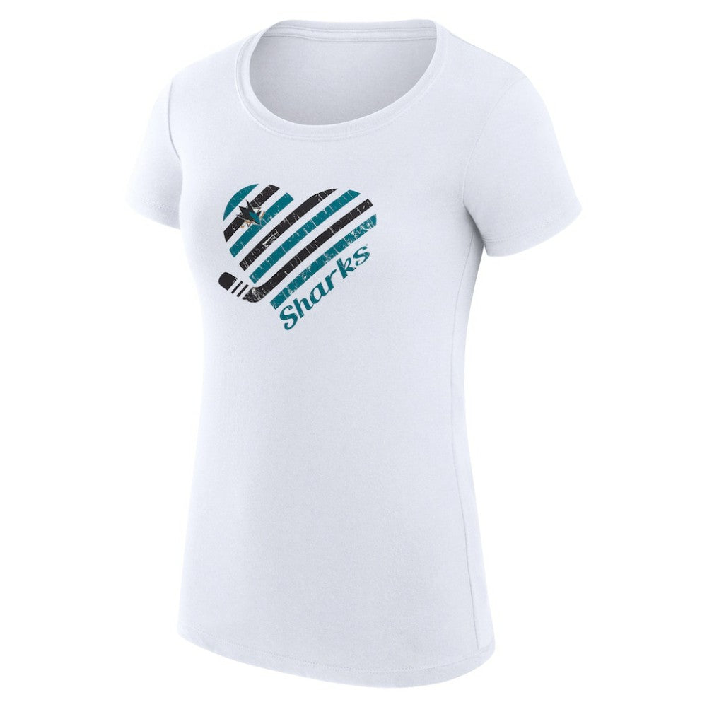 San Jose Sharks G-III 4Her by Carl Banks Women's Super-Slim Fit Lightweight Heart T-Shirt - White - NHL