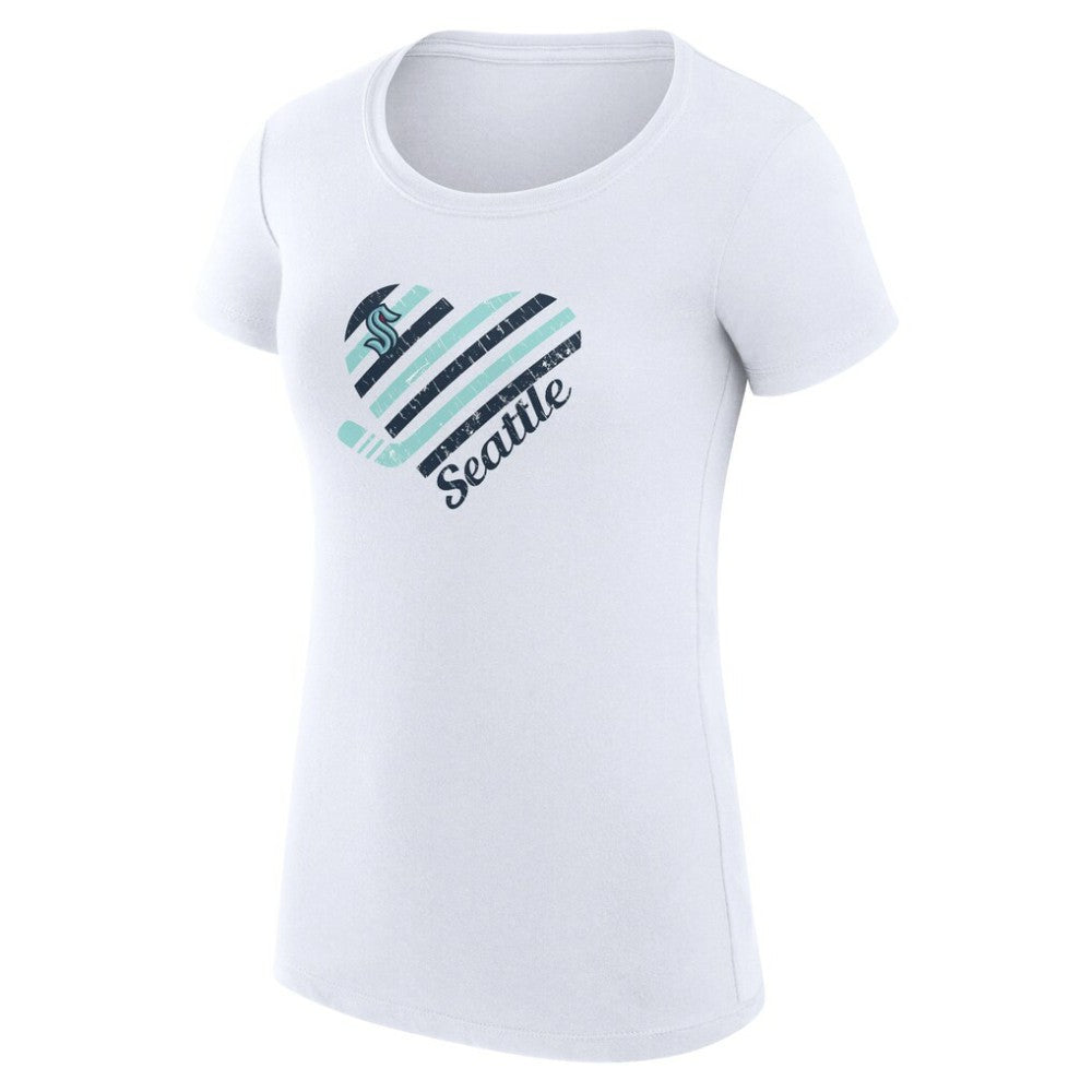 Seattle Kraken G-III 4Her by Carl Banks Women's Super-Slim Fit Lightweight Heart T-Shirt - White - NHL