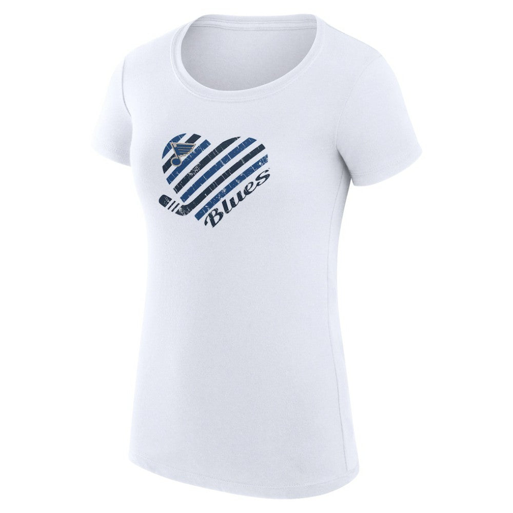 St. Louis Blues G-III 4Her by Carl Banks Women's Super-Slim Fit Lightweight Heart T-Shirt - White - NHL