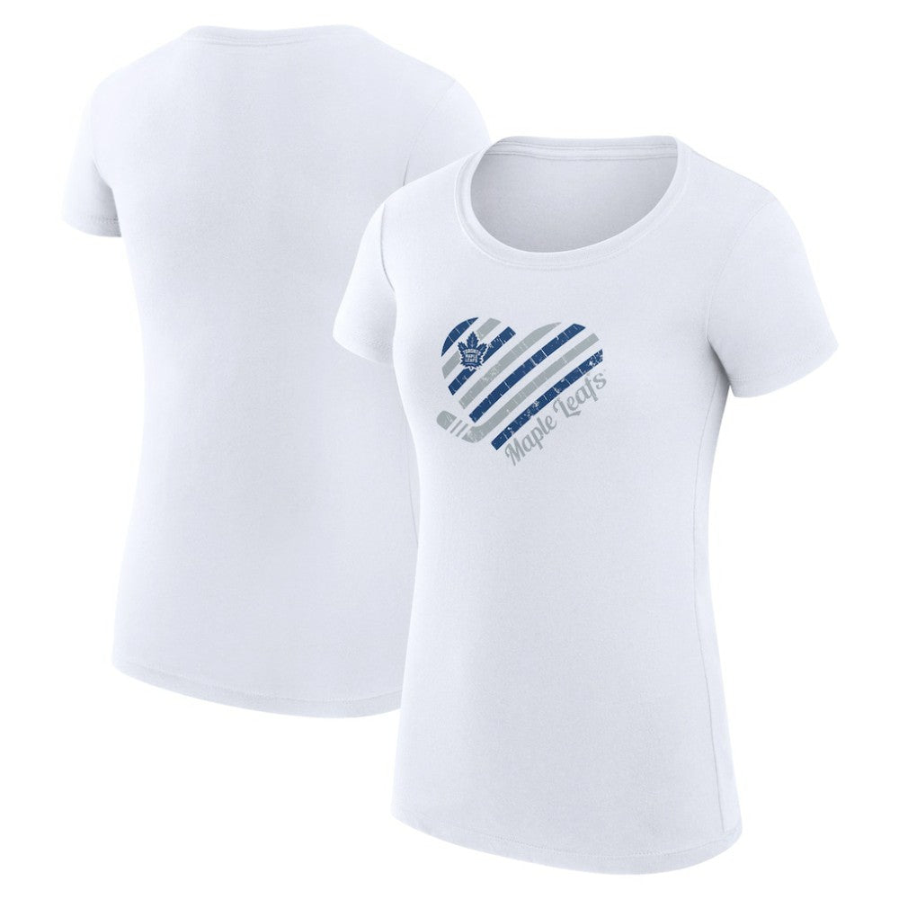 Toronto Maple Leafs G-III 4Her by Carl Banks Women's Super-Slim Fit Lightweight Heart T-Shirt - White - NHL