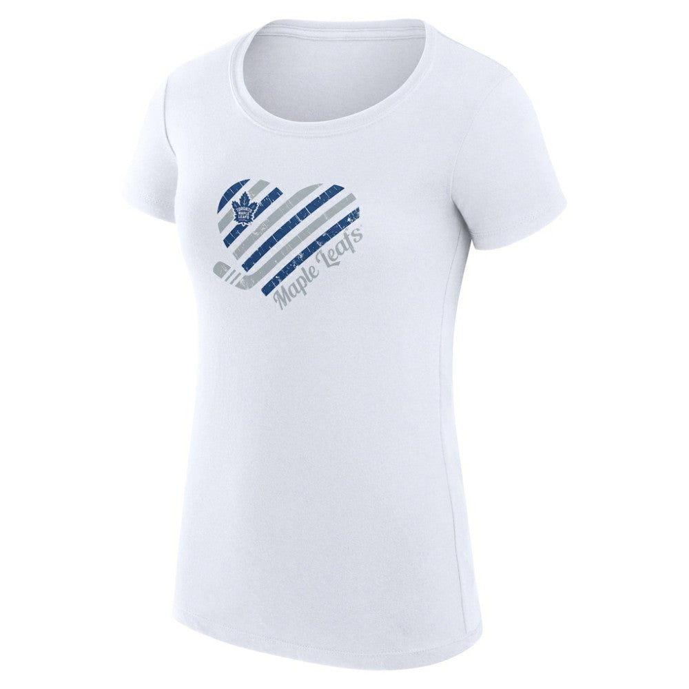 Toronto Maple Leafs G-III 4Her by Carl Banks Women's Super-Slim Fit Lightweight Heart T-Shirt - White - NHL