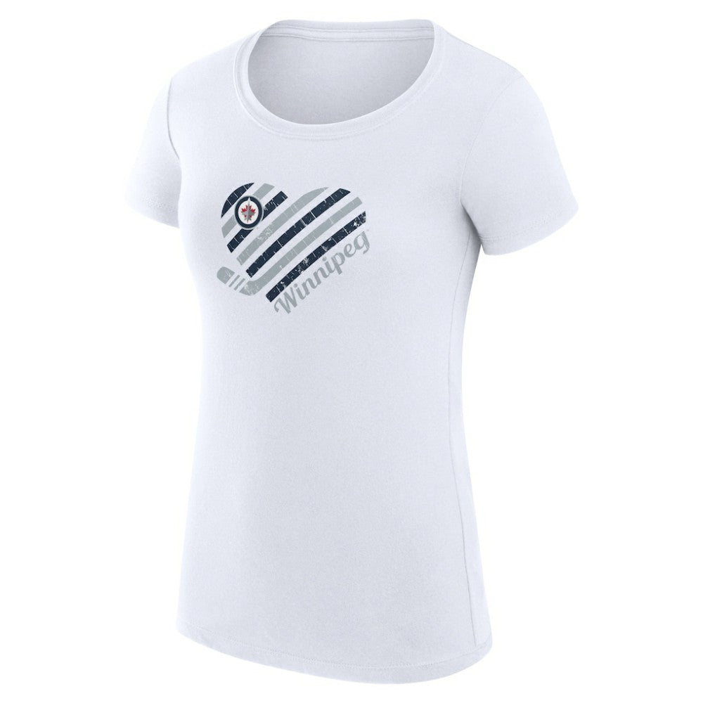 Winnipeg Jets G-III 4Her by Carl Banks Women's Super-Slim Fit Lightweight Heart T-Shirt - White - NHL